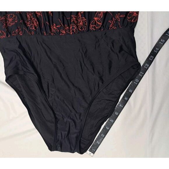 Calvin Klein Black Energy Multi Printed Blouson One-Piece Swimsuit US 16 - Picture 8 of 13